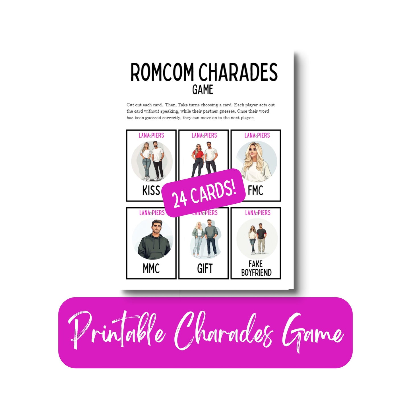 Printable Charades Cards Romcom Theme